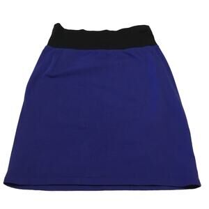 Forever 21 Royal Blue Bodycon Pencil Skirt Black Waistband Stretchy Size Large